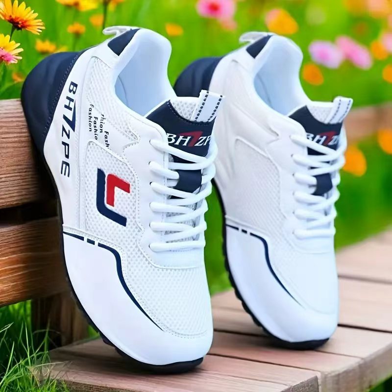 Breathable Mesh Athletic Shoes - Men's Fashionable Low-Top Color-Blocked Breathable Mesh